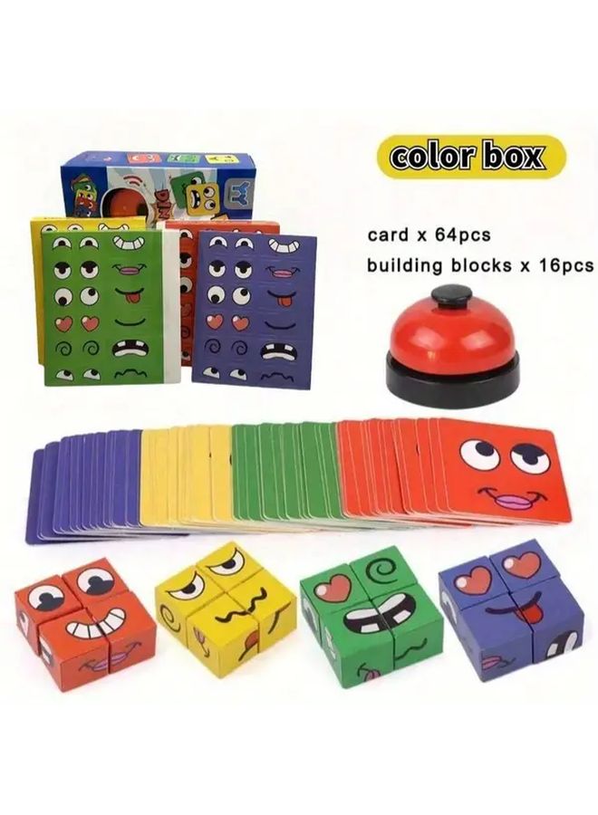 Color Box With Bell Ringing Interactive Face Expression Puzzle Educational Building Blocks Cube Game For Ages 3 Plus - Image 2